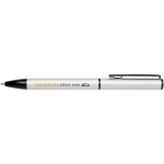 Pen van gerecycled aluminium met draaimechanisme en blauwe inkt kleur zilver weergave tampondruk