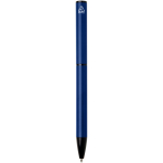 Pen van gerecycled aluminium met draaimechanisme en blauwe inkt kleur marineblauw tweede weergave achterkant