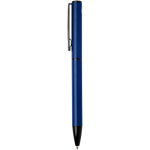 Pen van gerecycled aluminium met draaimechanisme en blauwe inkt kleur marineblauw weergave zijkant