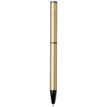 Pen van gerecycled aluminium met draaimechanisme en blauwe inkt kleur goud tweede weergave achterkant