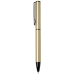 Pen van gerecycled aluminium met draaimechanisme en blauwe inkt kleur goud weergave zijkant
