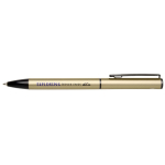 Pen van gerecycled aluminium met draaimechanisme en blauwe inkt kleur goud weergave tampondruk