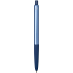 Balpen van gerecycled aluminium met zachte rubberen grip en blauwe inkt kleur marineblauw tweede weergave achterkant