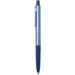 Balpen van gerecycled aluminium met zachte rubberen grip en blauwe inkt kleur marineblauw weergave zijkant