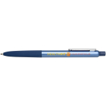 Balpen van gerecycled aluminium met zachte rubberen grip en blauwe inkt kleur marineblauw
