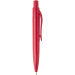 Mini balpen van RCS-gecertificeerd gerecycled plastic met blauwe inkt kleur rood tweede weergave met zijkant