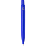 Mini balpen van RCS-gecertificeerd gerecycled plastic met blauwe inkt kleur koningsblauw tweede weergave achterkant
