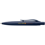 Mini balpen van RCS-gecertificeerd gerecycled plastic met blauwe inkt kleur marineblauw