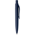 Mini balpen van RCS-gecertificeerd gerecycled plastic met blauwe inkt kleur marineblauw tweede weergave met zijkant