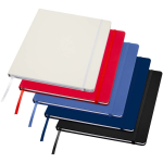 A4-notitieboek met harde kaft, elastische sluiting en kunstleer, gelinieerde pagina's kleur wit tweede weergave meerdere kleuren