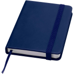 A7-notitieboek met harde kaft van kunstleer, elastische sluiting en gelinieerde pagina's kleur marineblauw