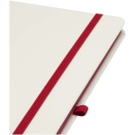 A5-notitieboek met harde kaft, elastische sluiting en zachte afwerking, gelinieerde pagina’s kleur rood weergave detail 1