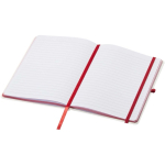 A5-notitieboek met harde kaft, elastische sluiting en zachte afwerking, gelinieerde pagina’s kleur rood tweede weergave