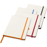 A5-notitieboek met harde kaft, elastische sluiting en zachte afwerking, gelinieerde pagina’s kleur rood tweede weergave meerdere kleuren