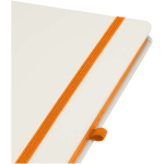 A5-notitieboek met harde kaft, elastische sluiting en zachte afwerking, gelinieerde pagina’s kleur oranje weergave detail 1