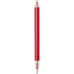 Set met A5-notitieboek met harde kaft en pen met blauwe inkt kleur rood derde weergave achterkant