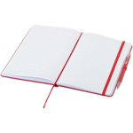 Set met A5-notitieboek met harde kaft en pen met blauwe inkt kleur rood tweede weergave