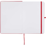 Set met A5-notitieboek met harde kaft en pen met blauwe inkt kleur rood derde weergave voorkant