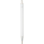 Set met A5-notitieboek met harde kaft en pen met blauwe inkt kleur wit derde weergave achterkant