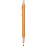 Set met A5-notitieboek met harde kaft en pen met blauwe inkt kleur oranje weergave zijkant