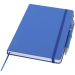 Set met A5-notitieboek met harde kaft en pen met blauwe inkt kleur koningsblauw