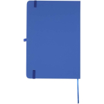 Set met A5-notitieboek met harde kaft en pen met blauwe inkt kleur koningsblauw tweede weergave achterkant