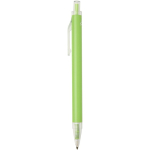 Set met A5-notitieboek met harde kaft en pen met blauwe inkt kleur limoen groen weergave zijkant