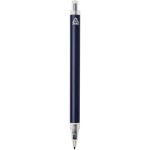 Set met A5-notitieboek met harde kaft en pen met blauwe inkt kleur marineblauw derde weergave achterkant