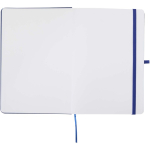 Set met A5-notitieboek met harde kaft en pen met blauwe inkt kleur marineblauw derde weergave voorkant