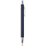 Set met A5-notitieboek met harde kaft en pen met blauwe inkt kleur marineblauw tweede weergave met zijkant