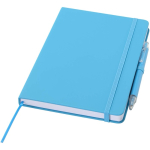 Set met A5-notitieboek met harde kaft en pen met blauwe inkt kleur lichtblauw