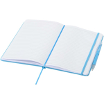 Set met A5-notitieboek met harde kaft en pen met blauwe inkt kleur lichtblauw tweede weergave