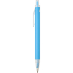Set met A5-notitieboek met harde kaft en pen met blauwe inkt kleur lichtblauw weergave zijkant