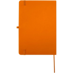 A5-notitieboek met harde kaft van kunstleer en gelinieerde pagina’s kleur oranje tweede weergave achterkant