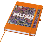 A5-notitieboek met harde kaft van kunstleer en gelinieerde pagina’s kleur oranje