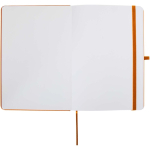 A5-notitieboek met harde kaft van kunstleer en gelinieerde pagina’s kleur oranje derde weergave voorkant