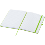 A5-notitieboek met harde kaft van kunstleer en gelinieerde pagina’s kleur limoen groen tweede weergave