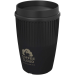 Herbruikbare beker met 360° deksel en isolerende rand 350ml kleur zwart weergave bedrukking logo 2