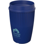 Herbruikbare beker met 360° deksel en isolerende rand 350ml kleur blauw weergave bedrukking logo 2