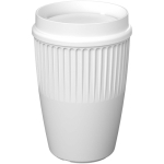 Herbruikbare beker met 360° deksel en isolerende rand 350ml kleur wit
