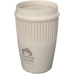 Herbruikbare beker met 360° deksel en isolerende rand 350ml kleur zand weergave bedrukking logo 2