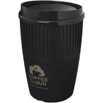 Herbruikbare beker van gerecycled kunststof met enkele wand 350 ml kleur zwart weergave bedrukking logo 2