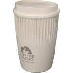 Herbruikbare beker van gerecycled kunststof met enkele wand 350 ml kleur zand weergave bedrukking logo 2