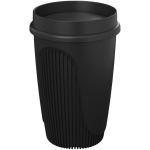 Enkelwandige beker met 360°-deksel en isolerende rand 350ml kleur zwart