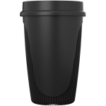 Enkelwandige beker met 360°-deksel en isolerende rand 350ml kleur zwart tweede weergave met zijkant