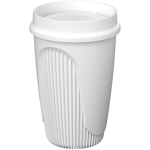 Enkelwandige beker met 360°-deksel en isolerende rand 350ml kleur wit