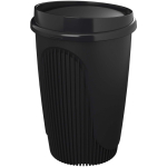 Herbruikbare beker met klikdeksel en isolerende rand 350ml kleur zwart