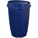 Herbruikbare beker met klikdeksel en isolerende rand 350ml kleur blauw