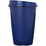Herbruikbare beker met klikdeksel en isolerende rand 350ml kleur blauw weergave zijkant