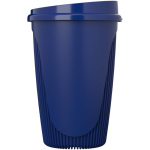 Herbruikbare beker met klikdeksel en isolerende rand 350ml kleur blauw tweede weergave met zijkant